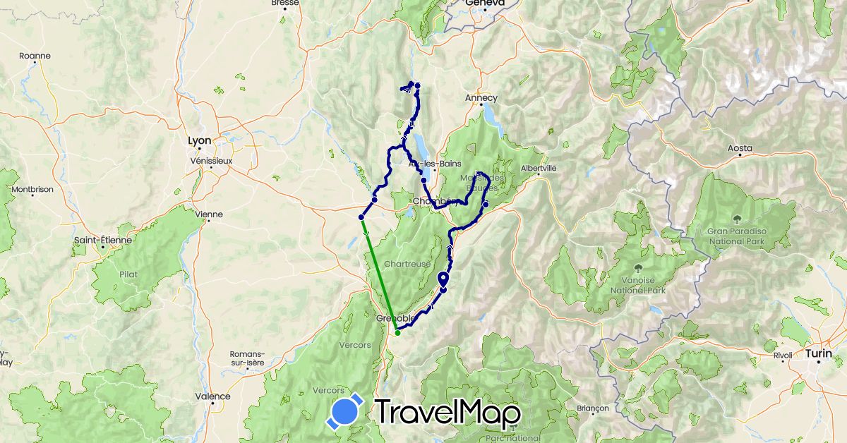 TravelMap itinerary: driving, vélo de voyage in France (Europe)