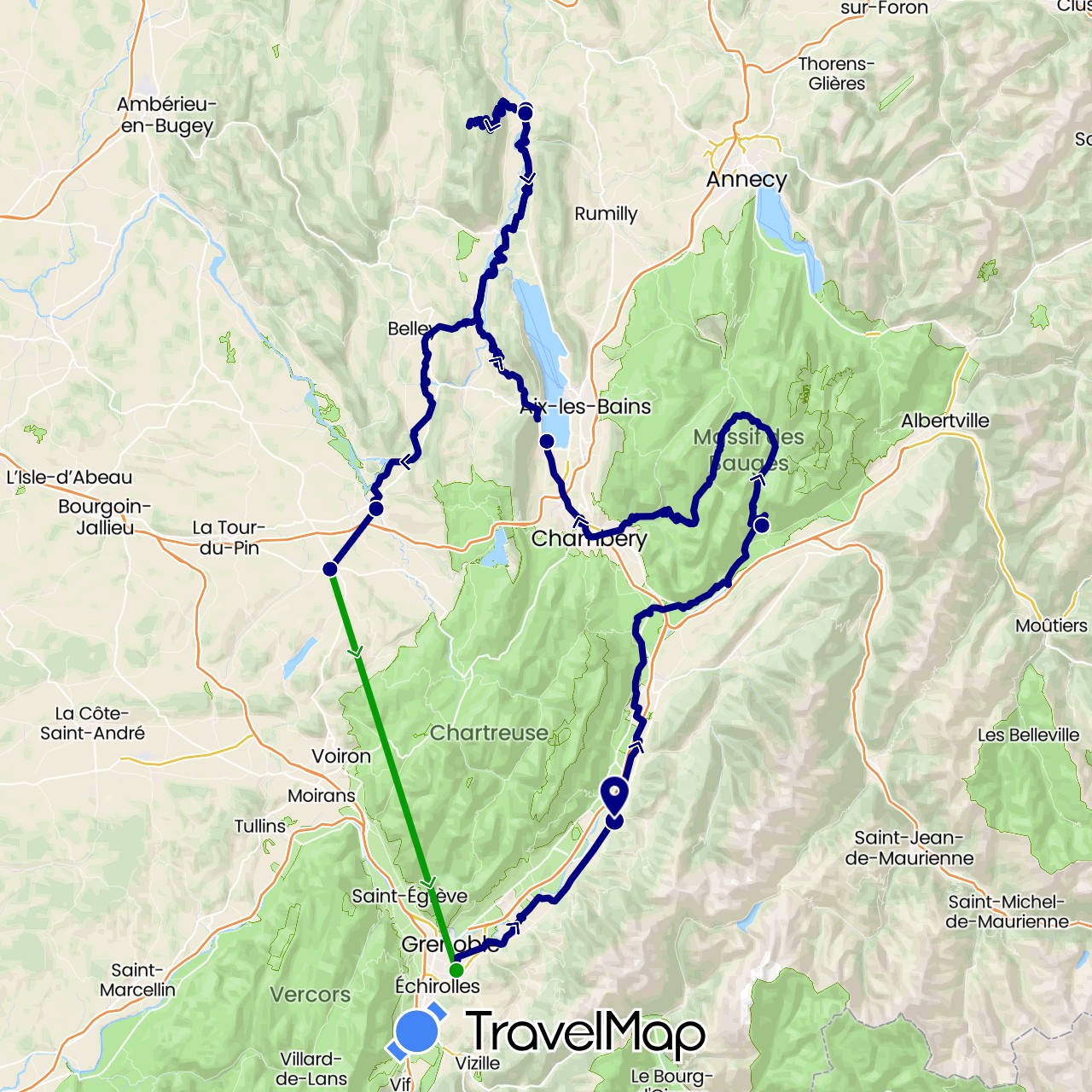 TravelMap itinerary: driving, vélo de voyage in France (Europe)
